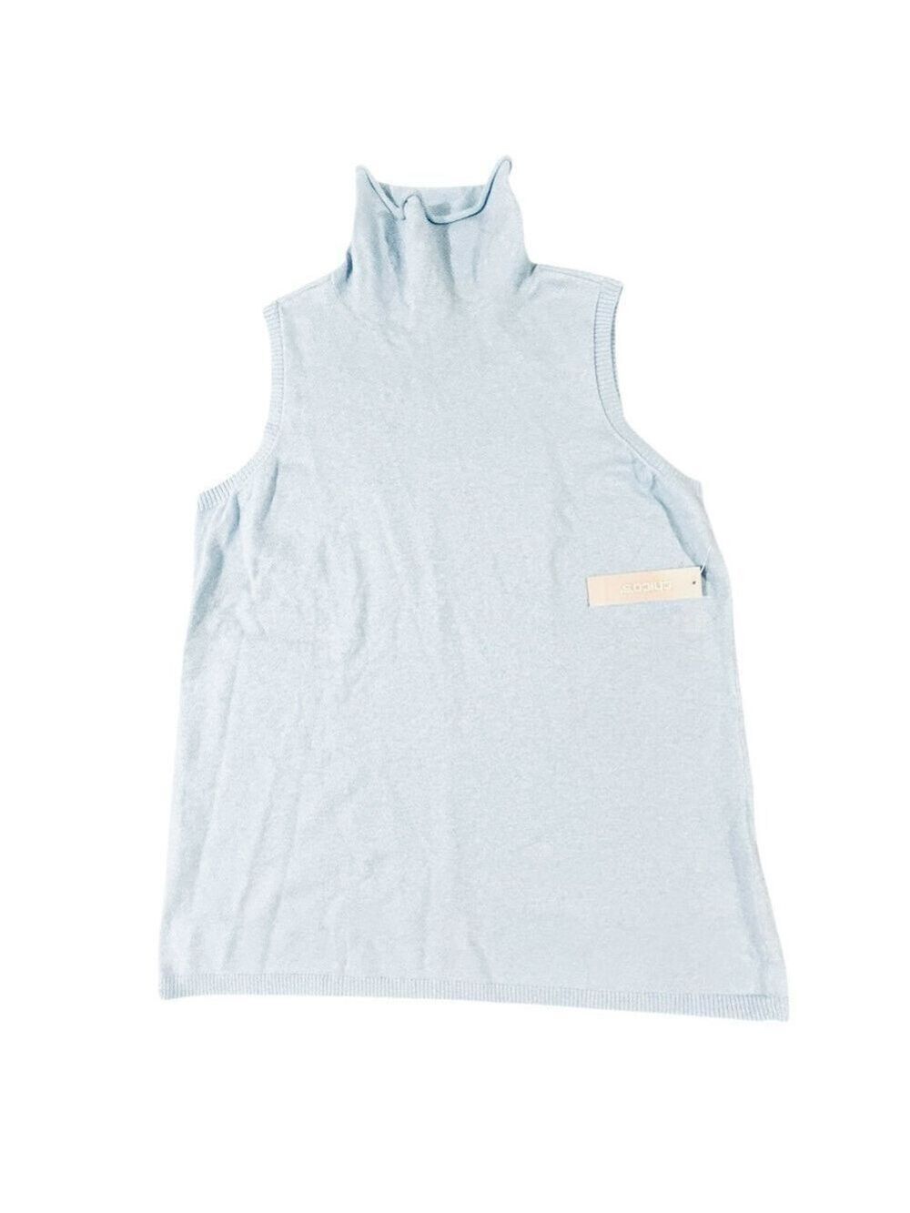 CHICO’S Zenergy Cotton Cashmere Turtleneck Tank Sweater Tunic Solstice Blue Med